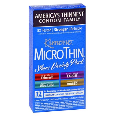 Kimono MicroThin Sheer Condom Variety Pack - 12-Pack