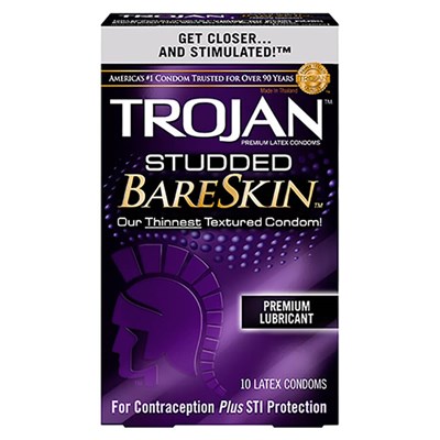 Trojan Studded BareSkin Lubricated Condoms - 30-Pack