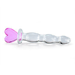 Glass probe - Pink heart glass dildo